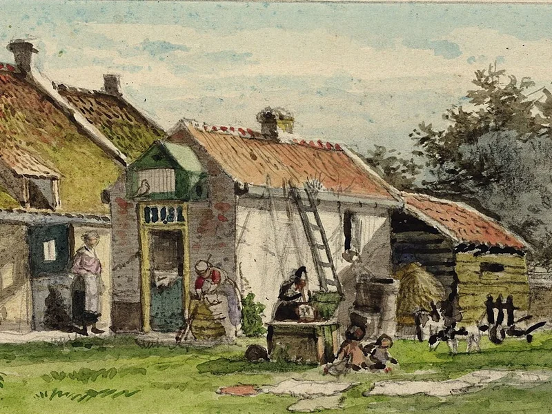 1843-Jan Elias Kikkert - Bleekerij Zijlsingel vicino all'Ouden Rijn